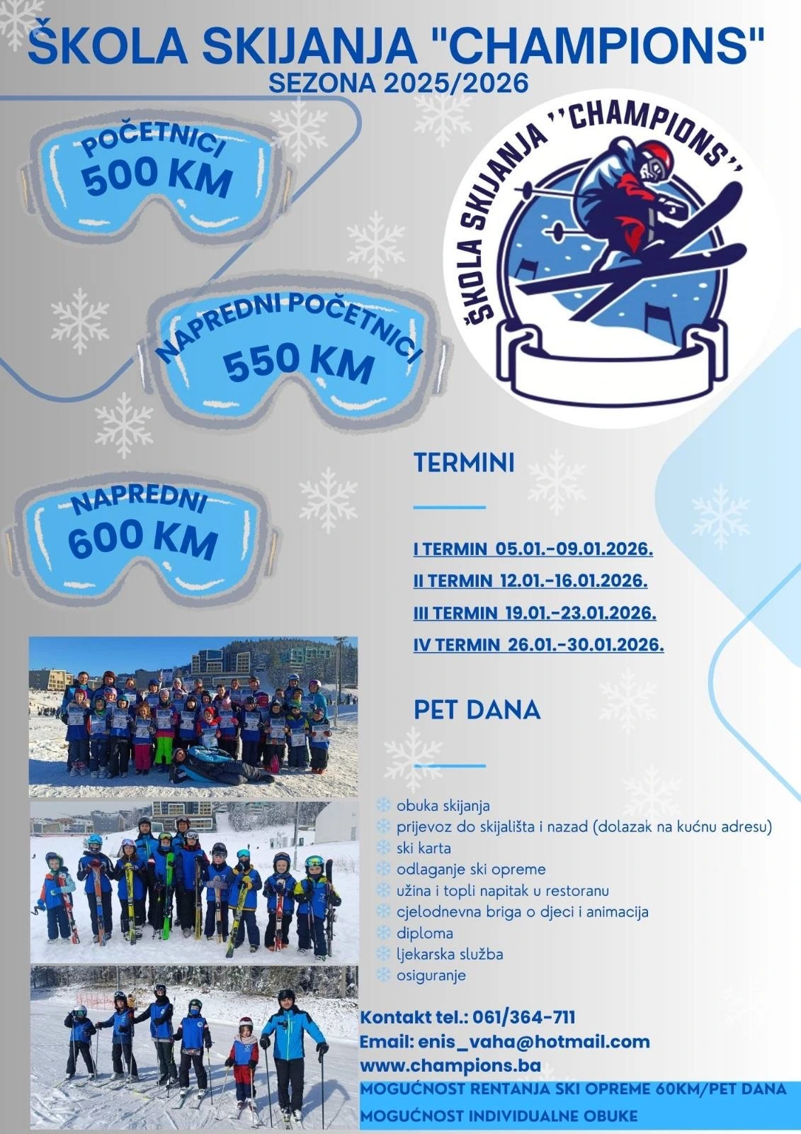 Cijene obuke u školi skijanja Champions